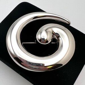 Monet Silver Abstract Swirl Brooch